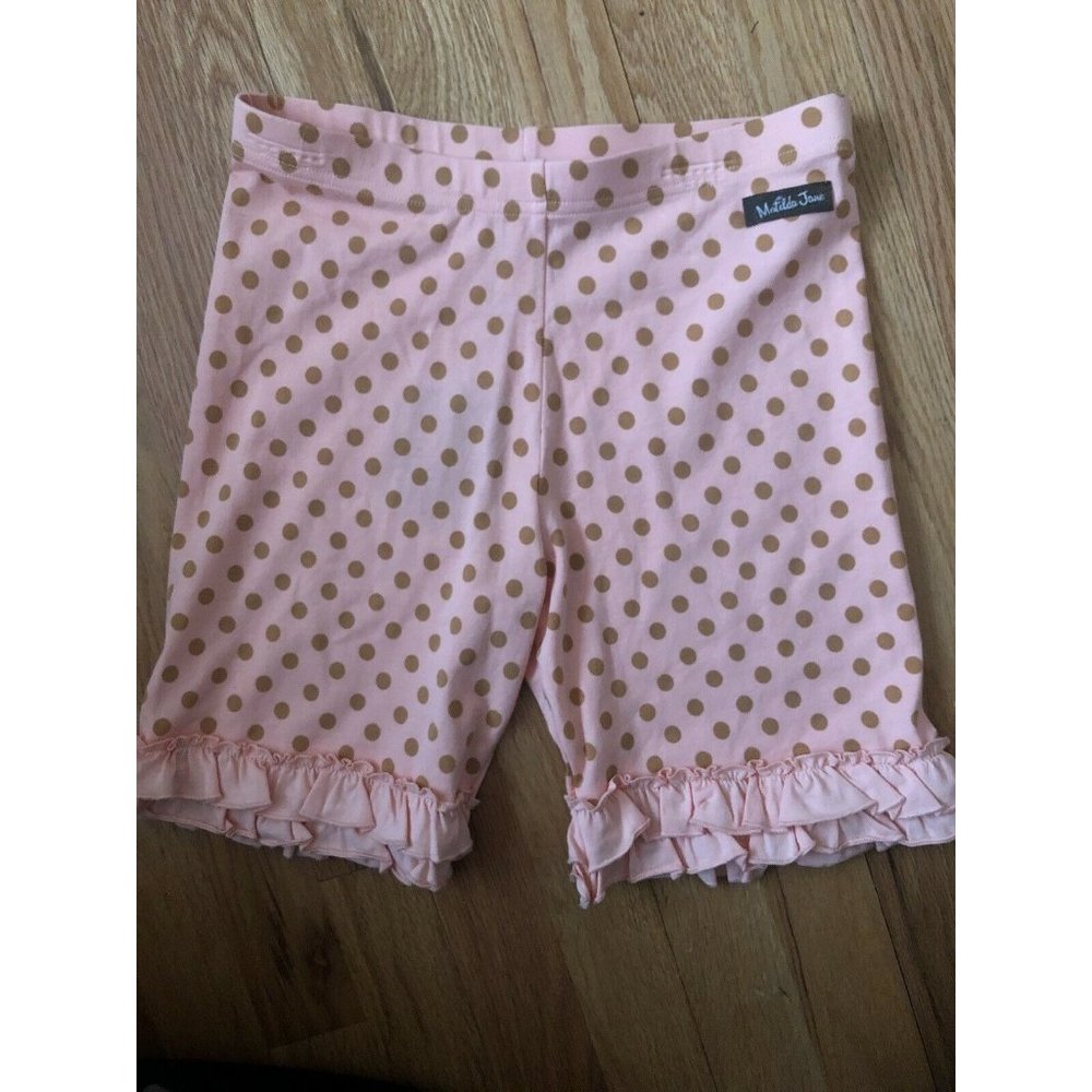 Matilda Jane Youth Girls Bingo Shorties Pink Polka Dot Ruffle Shorts Size 14 NWT